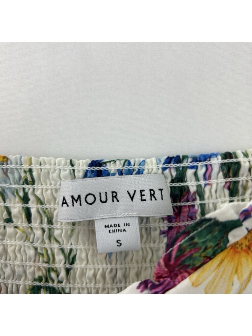 Amour Vert Floral Print Sleeveless Mini Dress Womens Small 100% Silk Ruffled Hem - Picture 3 of 16